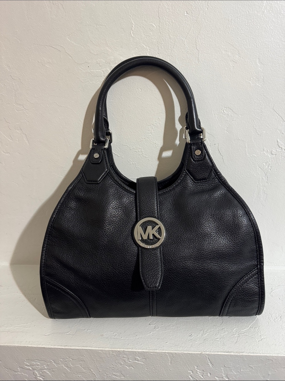 Michael Kors Hudson black leather hobo bag